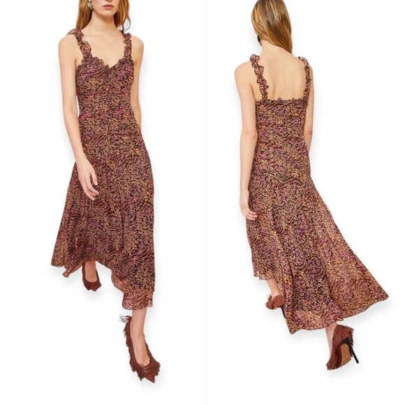 Ulla Johnson Rosaria Silk Midi Dress, in Pomegranate, Size 4, New with Tag‎ - Picture 2 of 16